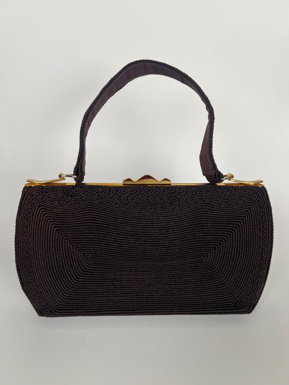 Vintage 40s 50s Corde Evening Purse Hand Bag Brown Canadian History 1940s 1950s